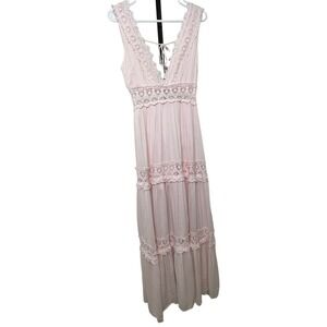 Here Comes the sun Baby Pink and Lace Maxi Dress NWT Size S